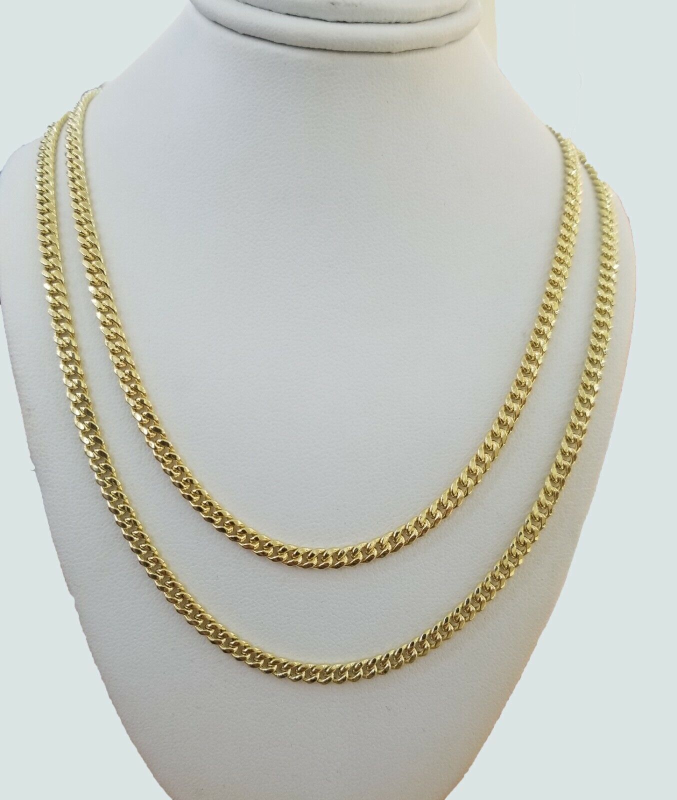 14k Yellow Gold Miami cuban Link Chain 3.5mm Necklace 20" Men Women , REAL 14KT - Reva Jeweler