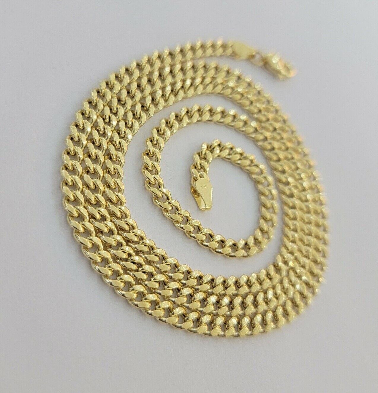 14k Yellow Gold Miami cuban Link Chain 3.5mm Necklace 20" Men Women , REAL 14KT - Reva Jeweler