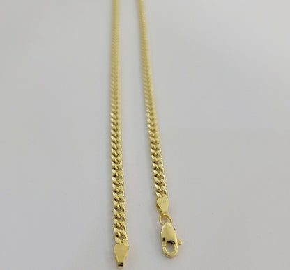 14k Yellow Gold Miami cuban Link Chain 3.5mm Necklace 20" Men Women , REAL 14KT - Reva Jeweler
