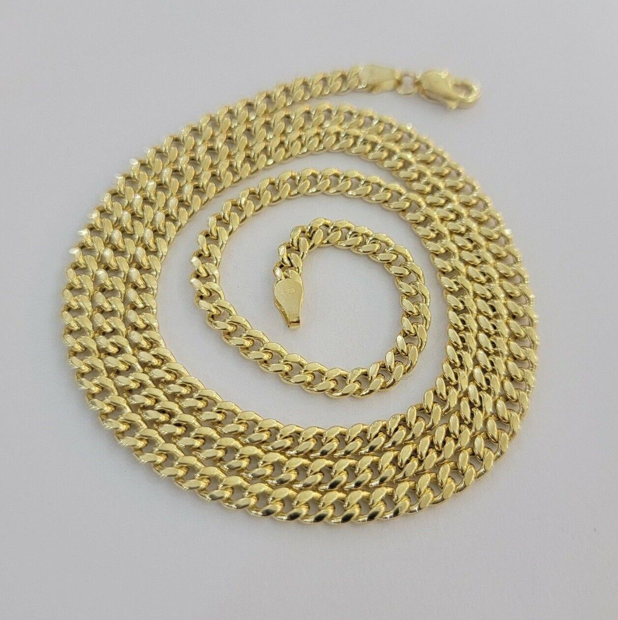 14k Yellow Gold Miami cuban Link Chain 3.5mm Necklace 20" Men Women , REAL 14KT - Reva Jeweler