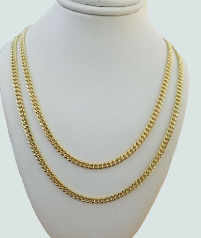 14k Yellow Gold Miami cuban Link Chain 3.5mm Necklace 24" Men Women , REAL 14KT - Reva Jeweler