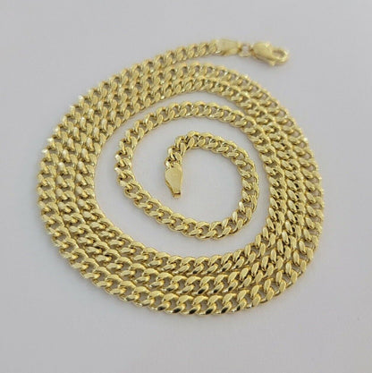 14k Yellow Gold Miami cuban Link Chain 3.5mm Necklace 24" Men Women , REAL 14KT - Reva Jeweler