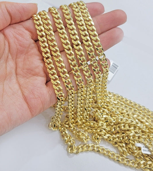 14k Yellow Gold Miami Cuban Link Chain 7mm 24" Necklace Box Lock REAL - Reva Jeweler