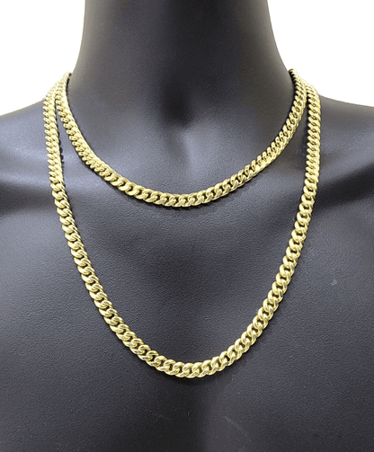 14k Yellow Gold Miami Cuban Link Chain 8mm 18" Necklace Box Lock Choker Real - Reva Jeweler