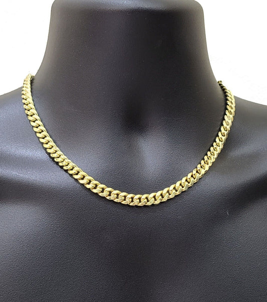 14k Yellow Gold Miami Cuban Link Chain 8mm 18" Necklace Box Lock Choker Real - Reva Jeweler