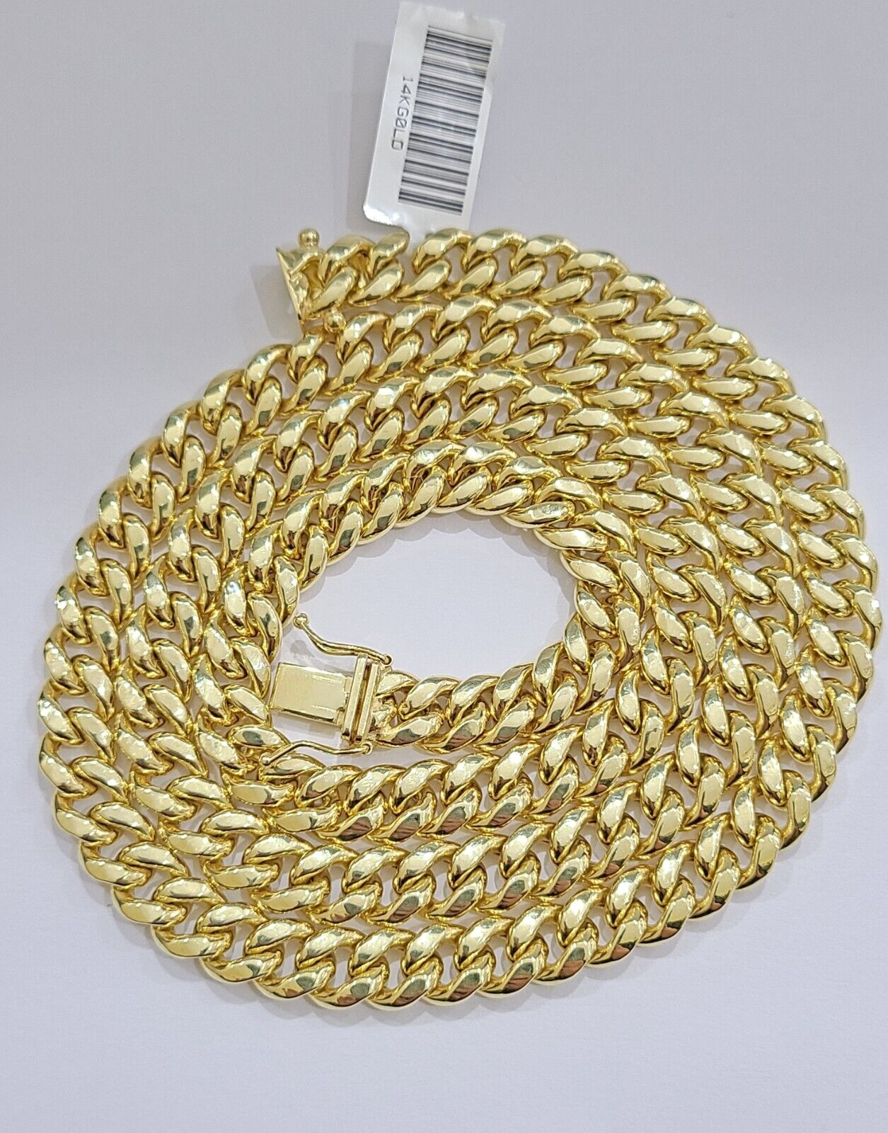 14k Yellow Gold Miami Cuban Link Chain 8mm 30" Necklace Box Lock Real 14kt - Reva Jeweler