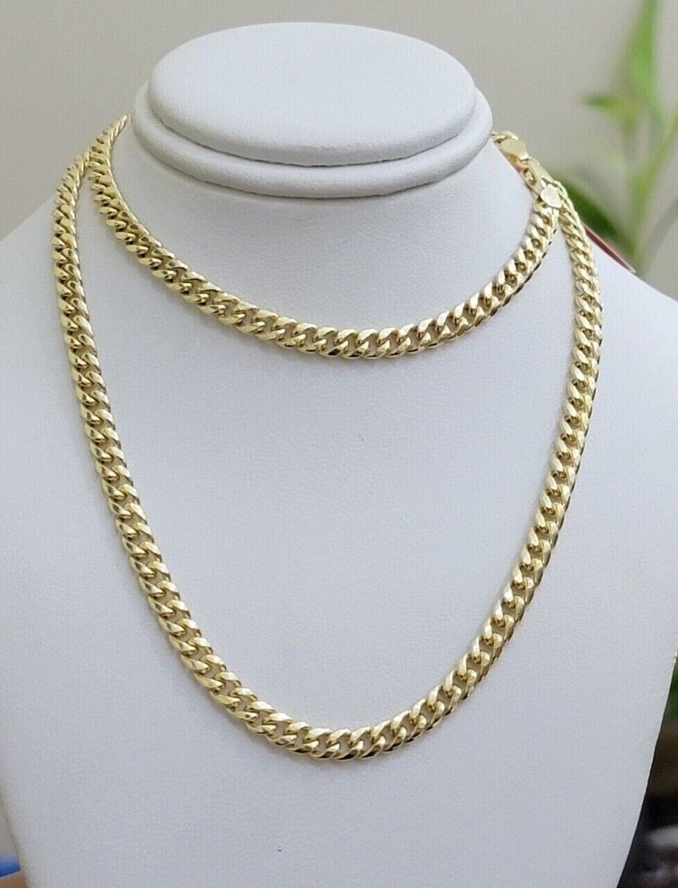14k Yellow Gold Miami Cuban Link Chain Necklace 18'' 20" 22'' 24'' 26" Inch 5mm - Reva Jeweler