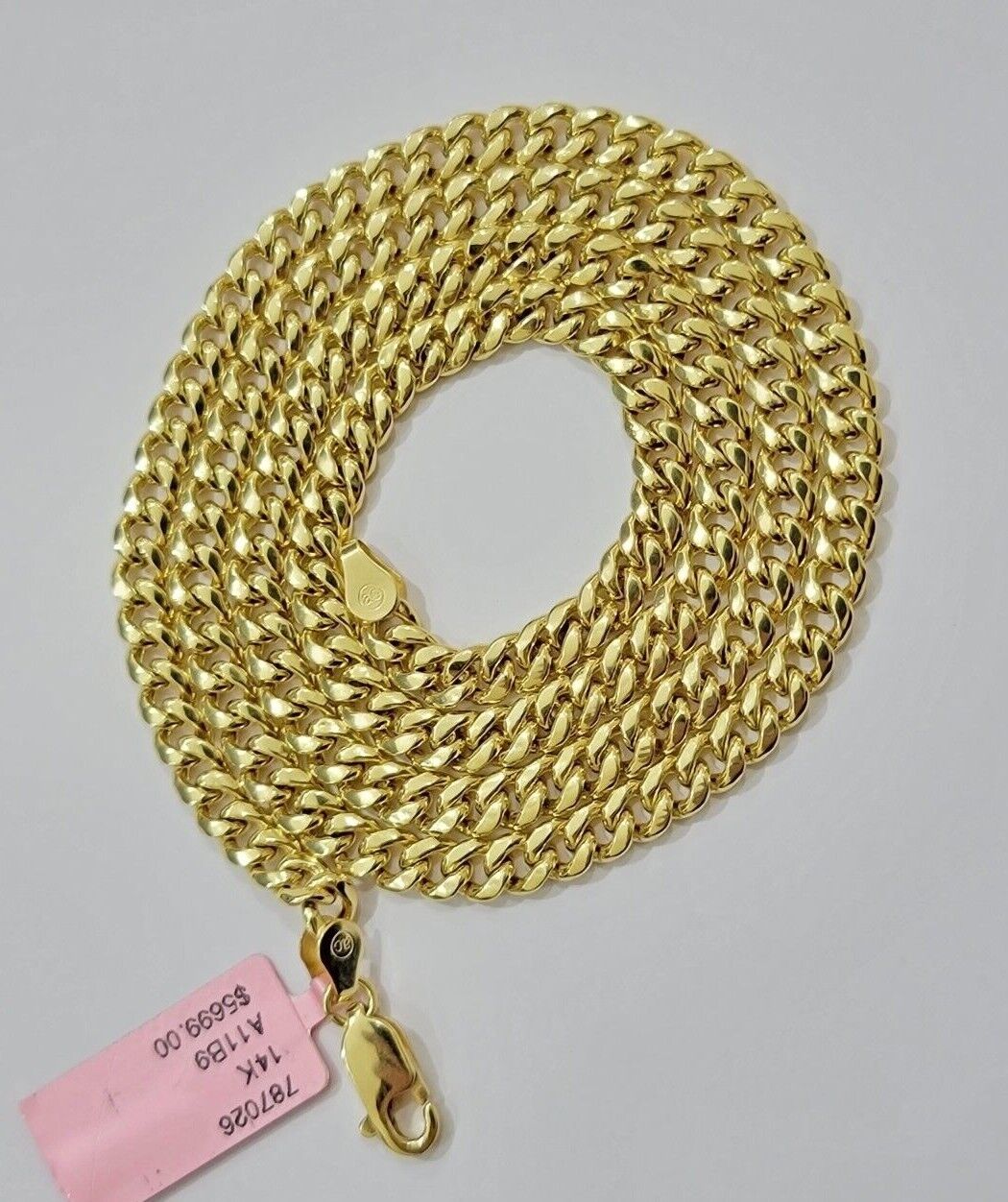 14k Yellow Gold Miami Cuban Link Chain Necklace 18'' 20" 22'' 24'' 26" Inch 5mm - Reva Jeweler