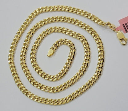 14k Yellow Gold Miami Cuban Link Chain Necklace 18'' 20" 22'' 24'' 26" Inch 5mm - Reva Jeweler