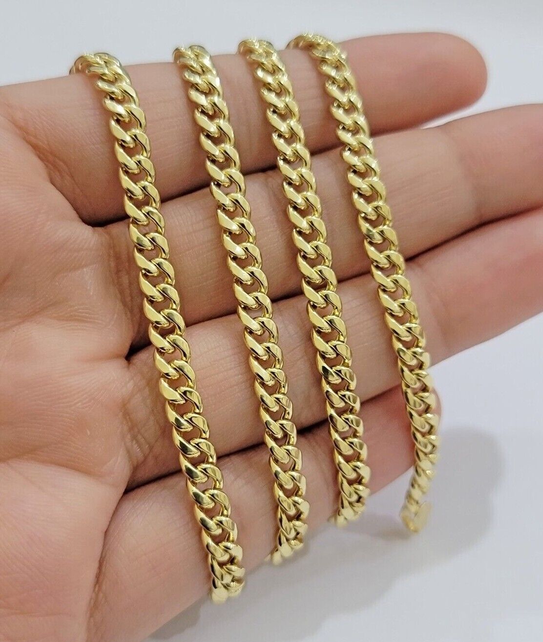 14k Yellow Gold Miami Cuban Link Chain Necklace 18'' 20" 22'' 24'' 26" Inch 5mm - Reva Jeweler
