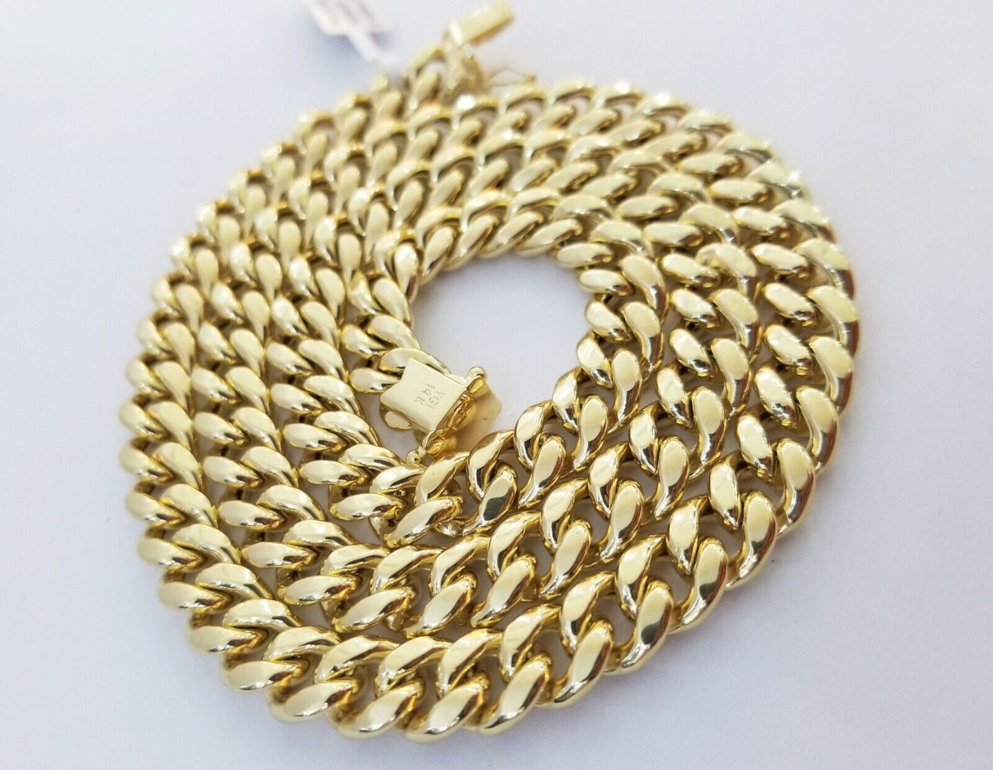14K Yellow Gold Miami Cuban Link Necklace 9mm box clasp 24" - Reva Jeweler