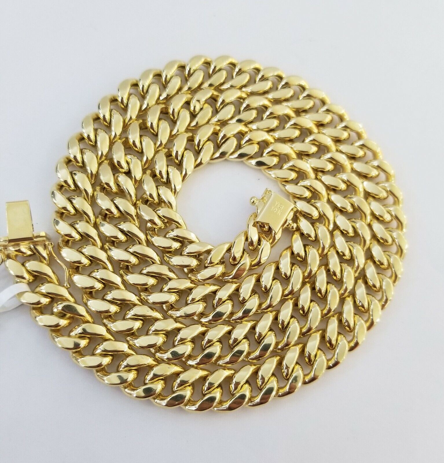 14K Yellow Gold Miami Cuban Link Necklace 9mm box clasp 24" - Reva Jeweler