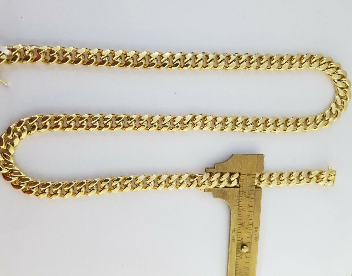 14K Yellow Gold Miami Cuban Link Necklace 9mm box clasp 24" - Reva Jeweler