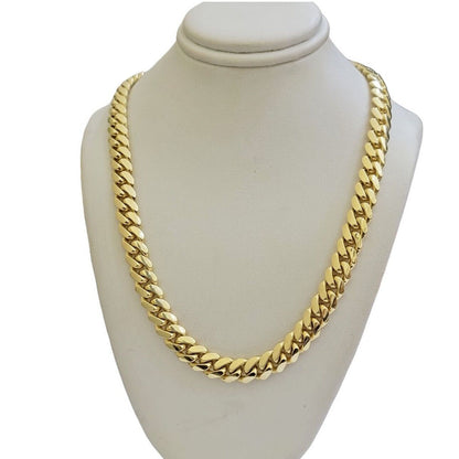 14k Yellow Gold Necklace 8mm Miami Cuban Link Chain 20 - 32 Inch REAL 14kt SOLID - Reva Jeweler