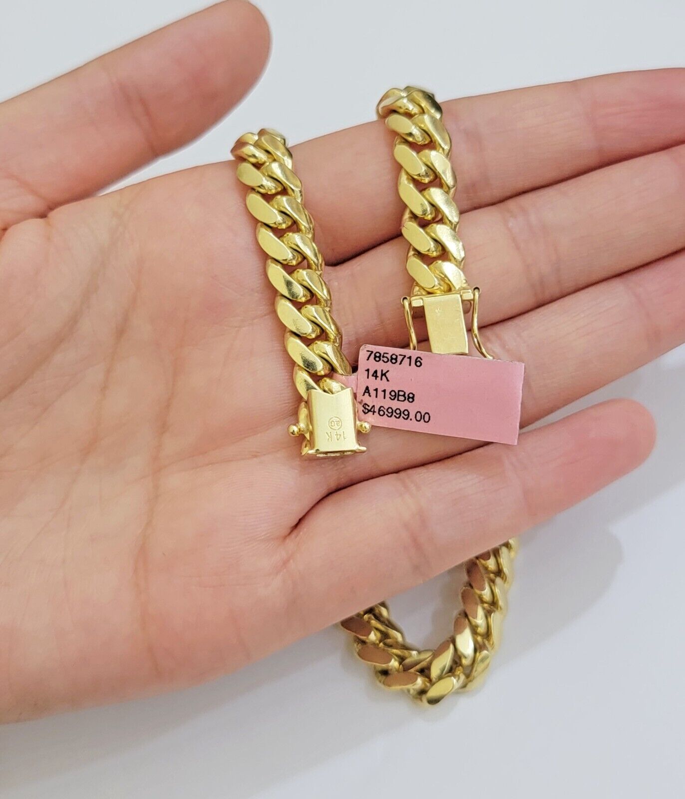 14k Yellow Gold Necklace 8mm Miami Cuban Link Chain 20 - 32 Inch REAL 14kt SOLID - Reva Jeweler