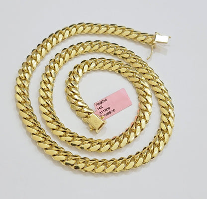 14k Yellow Gold Necklace 8mm Miami Cuban Link Chain 20 - 32 Inch REAL 14kt SOLID - Reva Jeweler