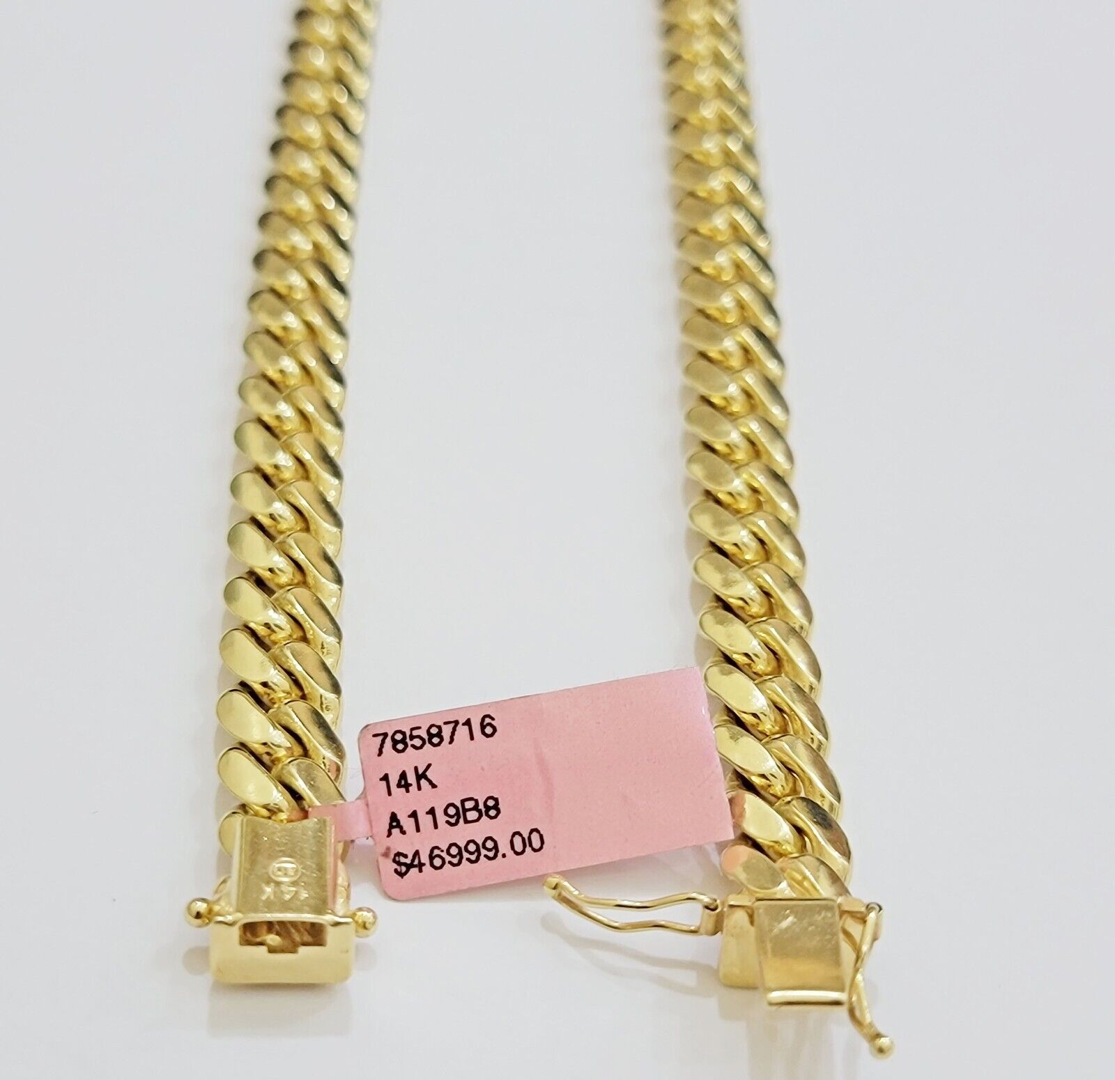 14k Yellow Gold Necklace 8mm Miami Cuban Link Chain 20 - 32 Inch REAL 14kt SOLID - Reva Jeweler