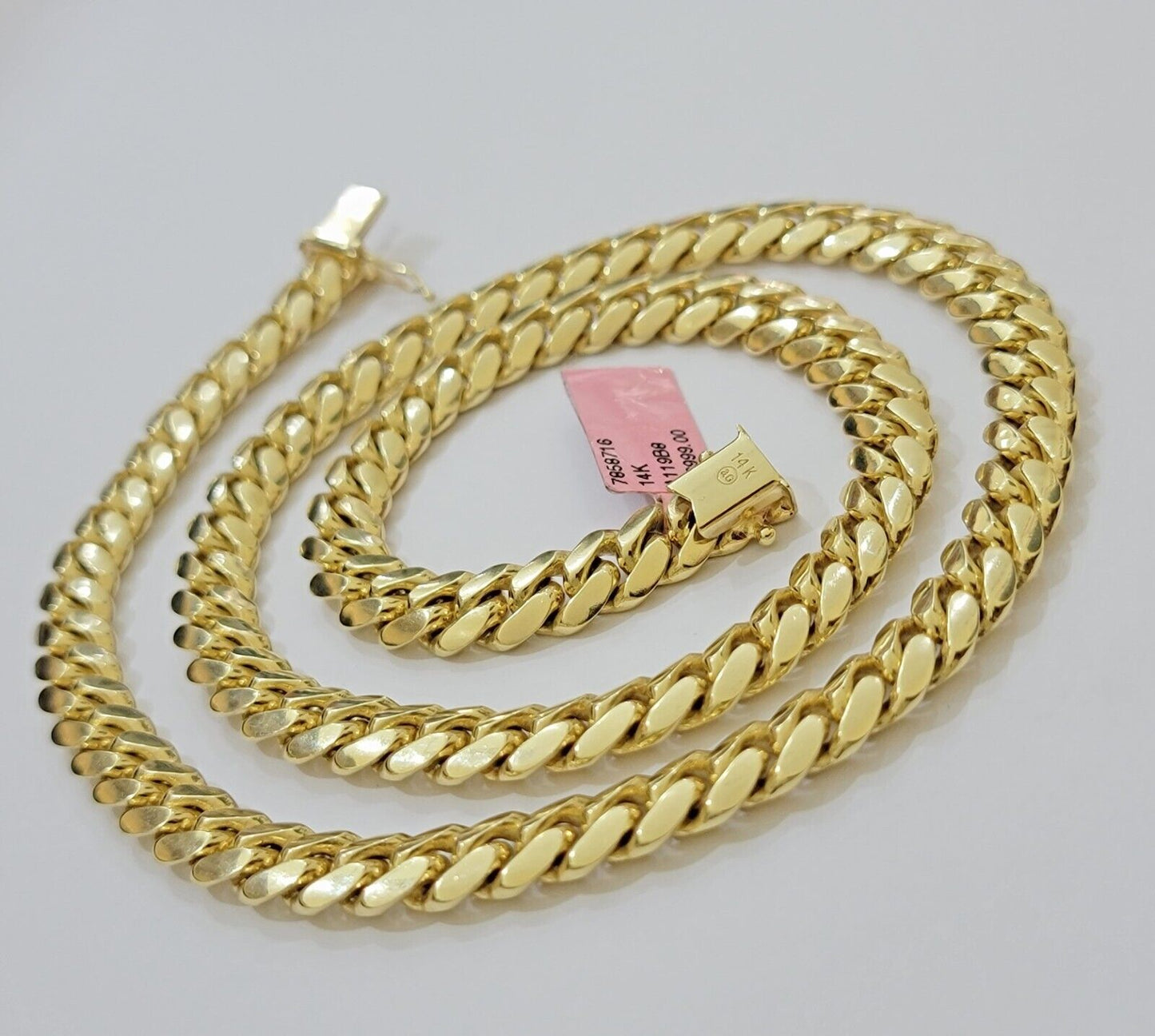 14k Yellow Gold Necklace 8mm Miami Cuban Link Chain 20 - 32 Inch REAL 14kt SOLID - Reva Jeweler