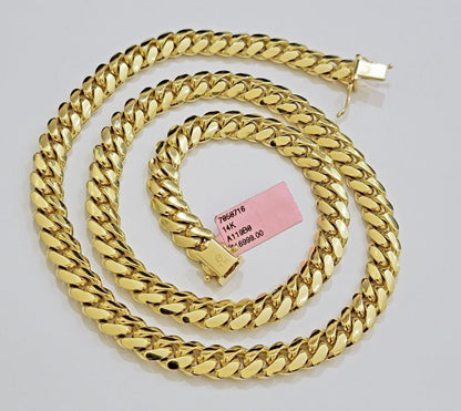 14k Yellow Gold Necklace 8mm Miami Cuban Link Chain 20 - 32 Inch REAL 14kt SOLID - Reva Jeweler