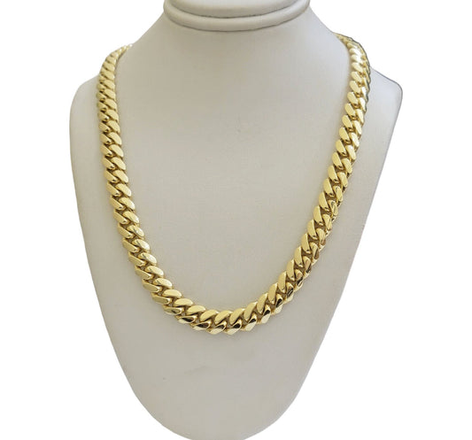 14k Yellow Gold Necklace 8mm Miami Cuban Link Chain 20 - 32 Inch REAL 14kt SOLID - Reva Jeweler