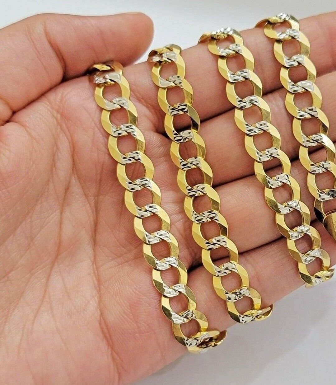 14k Yellow Gold Necklace Chain Cuban Curb Link 9mm 24" Inch Diamond Cut SOLID - Reva Jeweler