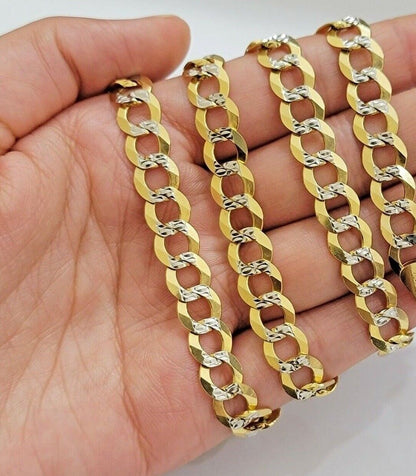 14k Yellow Gold Necklace Chain Cuban Curb Link 9mm 24" Inch Diamond Cut SOLID - Reva Jeweler