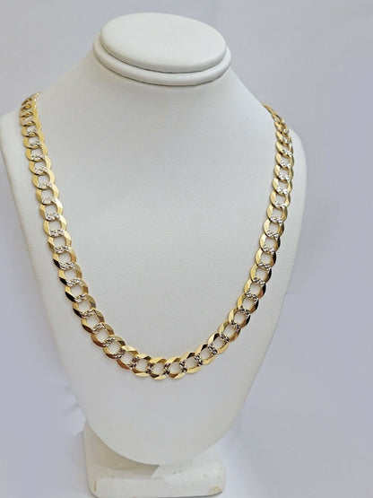 14k Yellow Gold Necklace Chain Cuban Curb Link 9mm 24" Inch Diamond Cut SOLID - Reva Jeweler