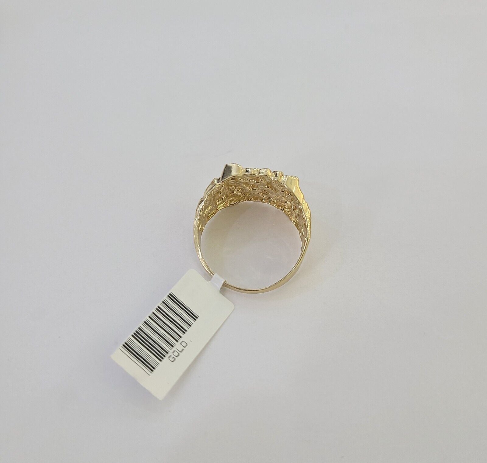 14k Yellow Gold Nugget Band Ring Casual Square Gold Ring Sizable 10kt - Reva Jeweler