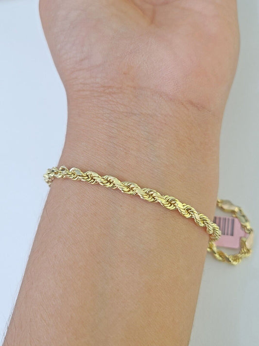 14K Yellow Gold Rope Bracelet Solid 7" 7.5" 8" 3mm Diamond Cut - GoldenlinQ