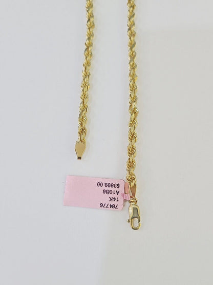 14K Yellow Gold Rope Bracelet Solid 7" 7.5" 8" 3mm Diamond Cut - GoldenlinQ