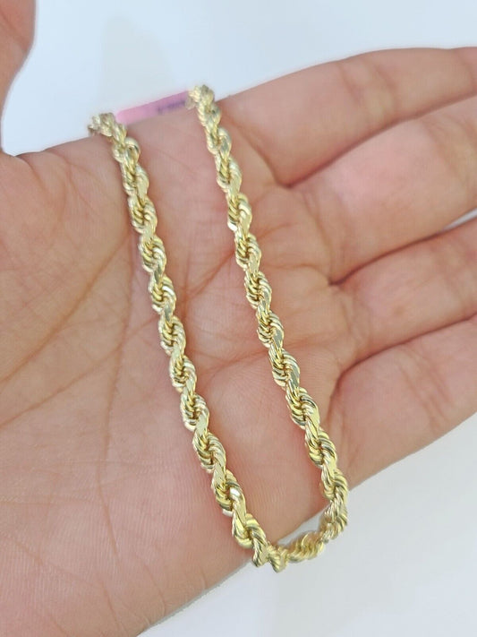 14K Yellow Gold Rope Bracelet Solid 7" 7.5" 8" 3mm Diamond Cut - GoldenlinQ