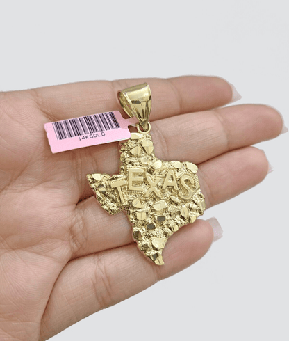 14k Yellow Gold Rope Chain 20'' Inch Necklace Texas Map Charm Pendant Real 14kt - Reva Jeweler