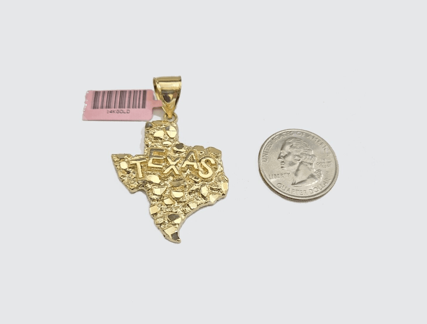 14k Yellow Gold Rope Chain 20'' Inch Necklace Texas Map Charm Pendant Real 14kt - Reva Jeweler