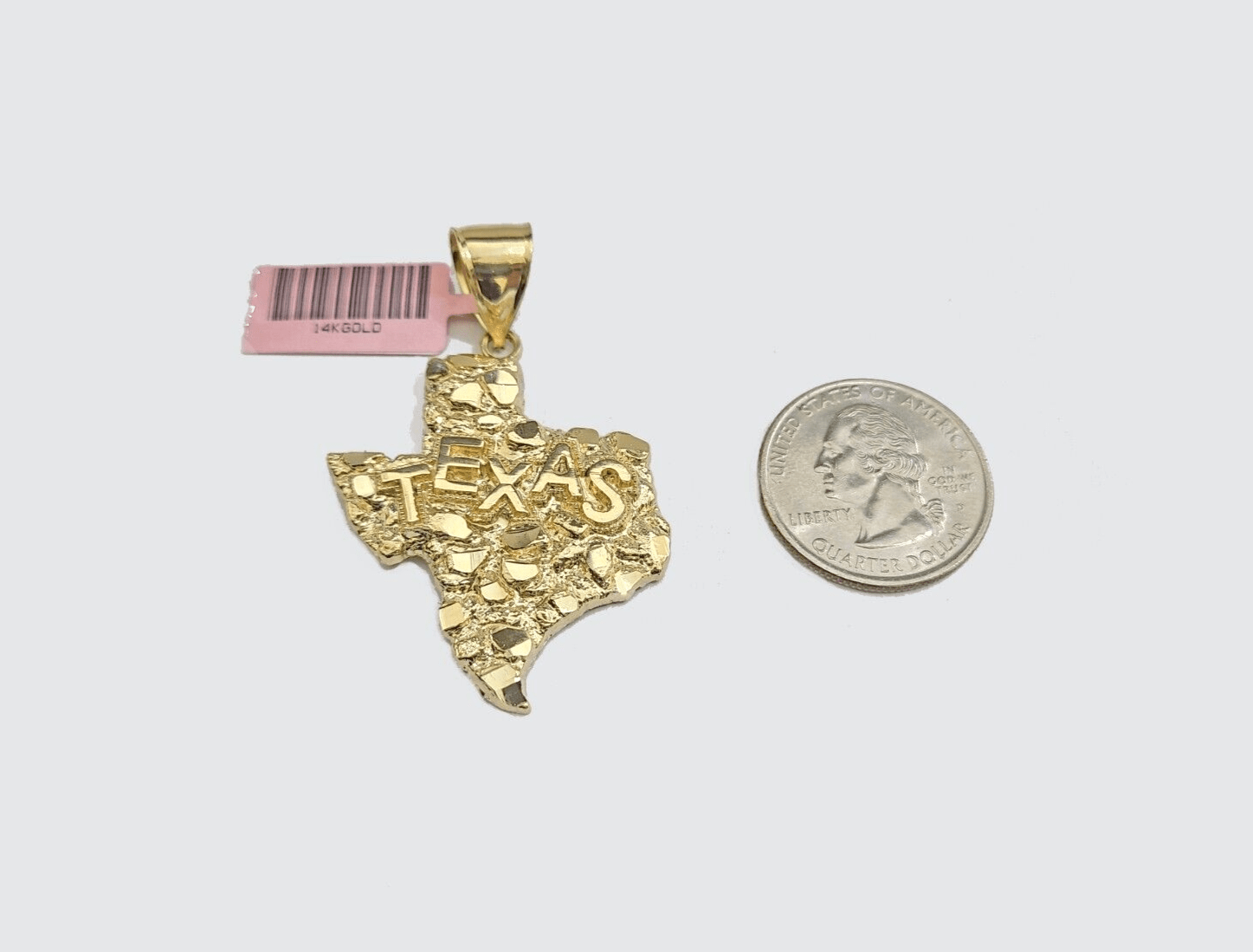 14k Yellow Gold Rope Chain 20'' Inch Necklace Texas Map Charm Pendant Real 14kt - Reva Jeweler
