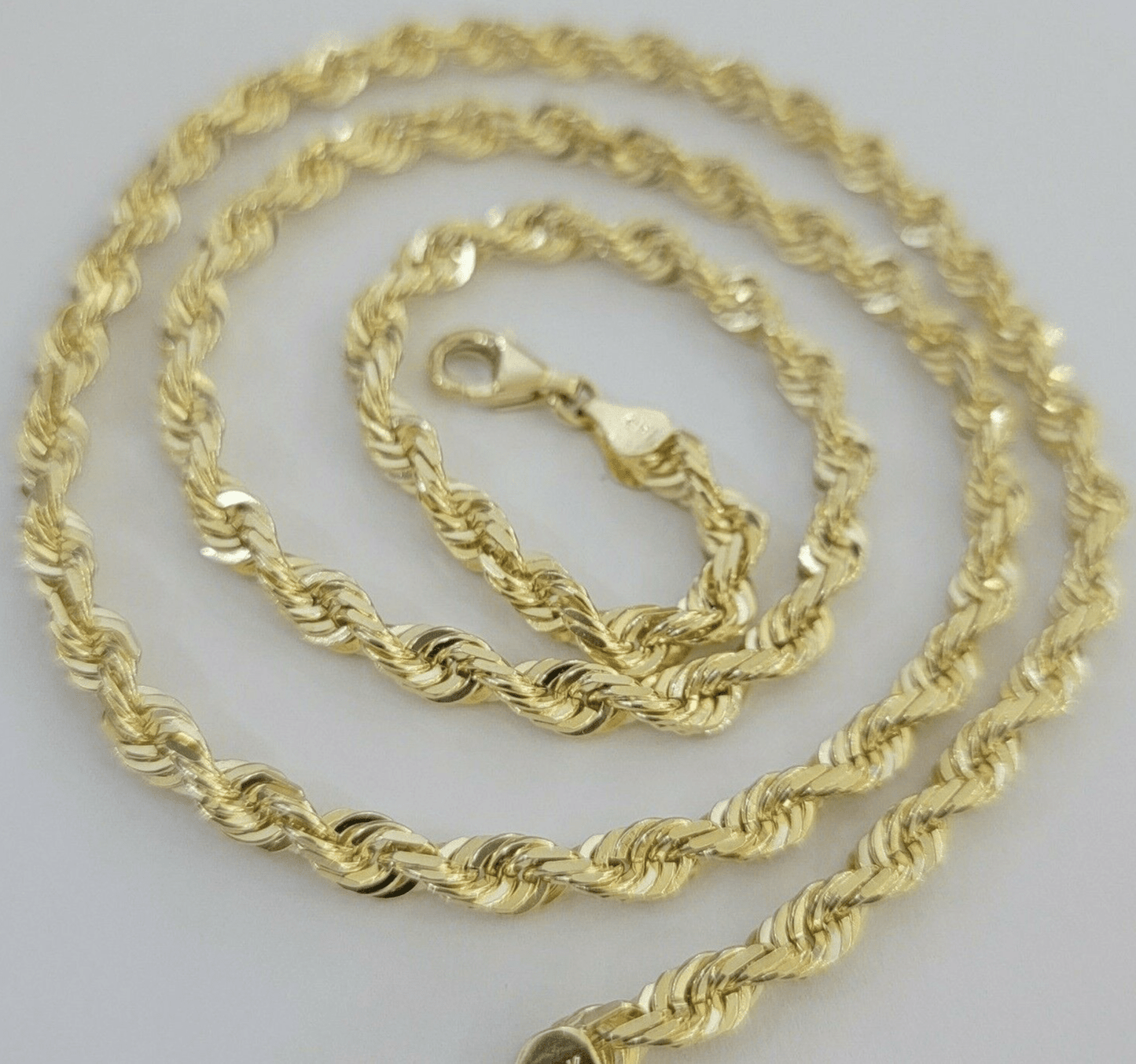 14k Yellow Gold Rope Chain Solid Necklace 6mm 20" Dimond Cut GURANTEED REAL GOLD - Reva Jeweler