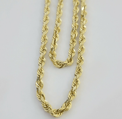 14k Yellow Gold Rope Chain Solid Necklace 6mm 24" Dimond Cut GURANTEED REAL GOLD - Reva Jeweler