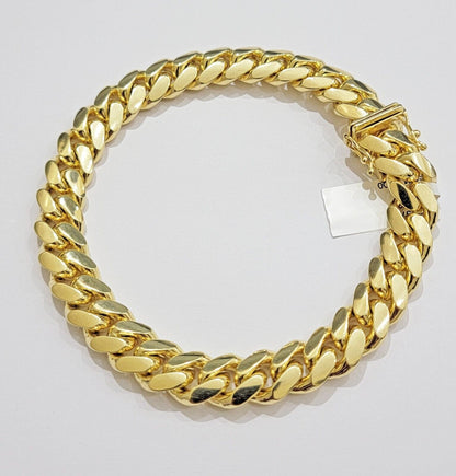 14k Yellow Gold Solid 10mm Bracelet Miami cuban Link 8" For Mens Real 14kt Heavy - Reva Jeweler