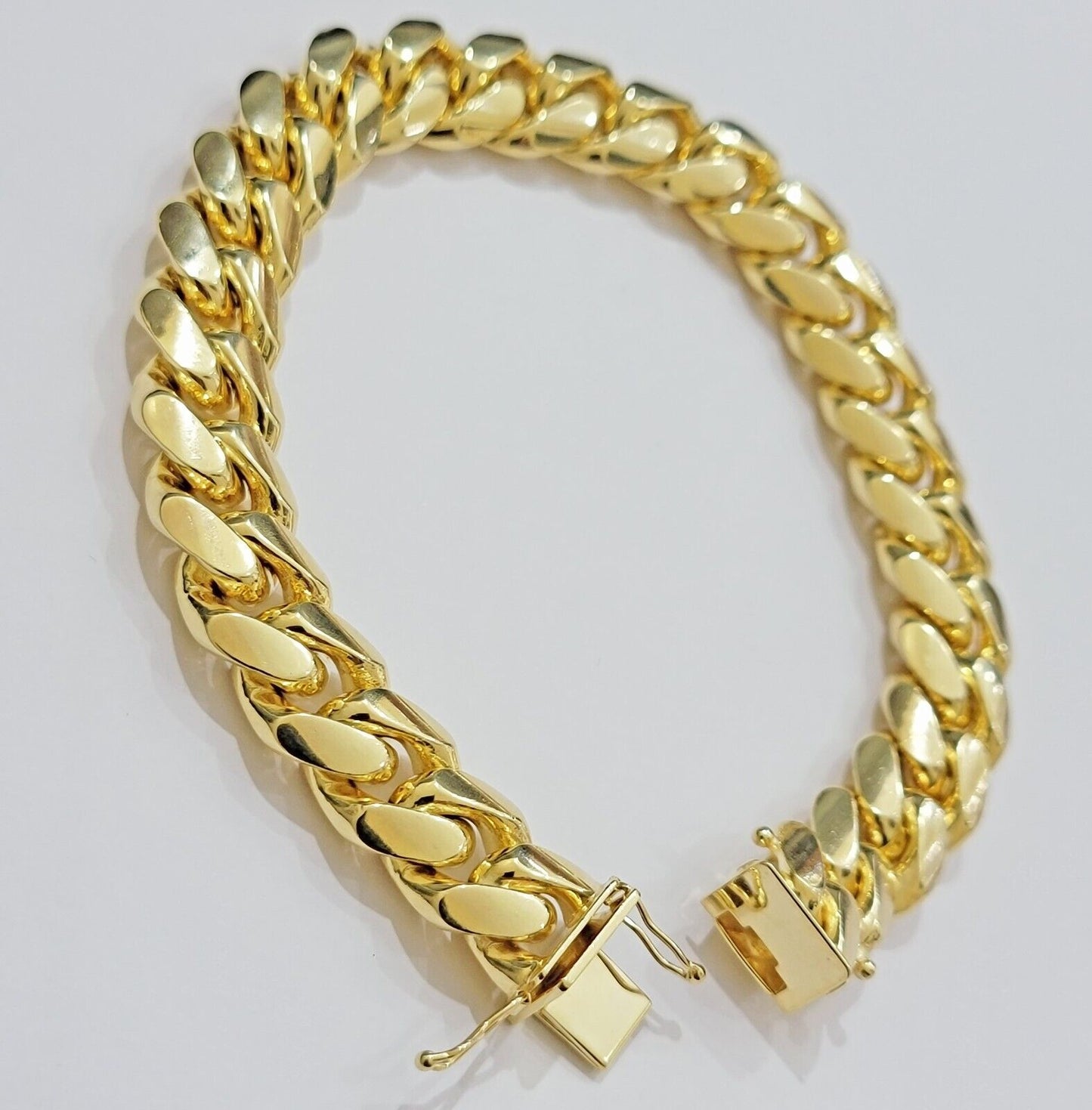 14k Yellow Gold Solid 13mm Bracelet Miami cuban Link 9.5" Men's Real 14kt Heavy - Reva Jeweler
