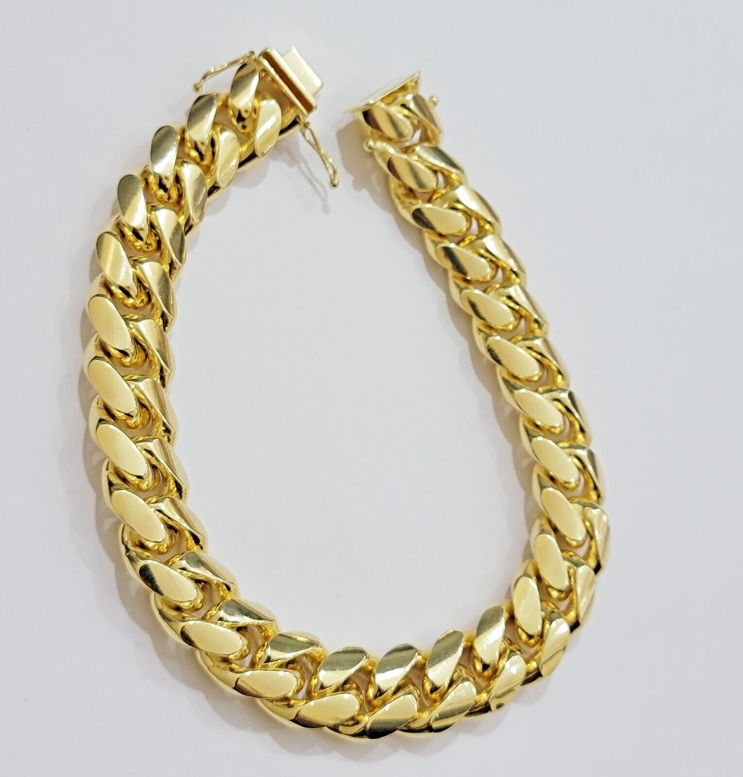 14k Yellow Gold Solid 13mm Bracelet Miami cuban Link 9.5" Men's Real 14kt Heavy - Reva Jeweler