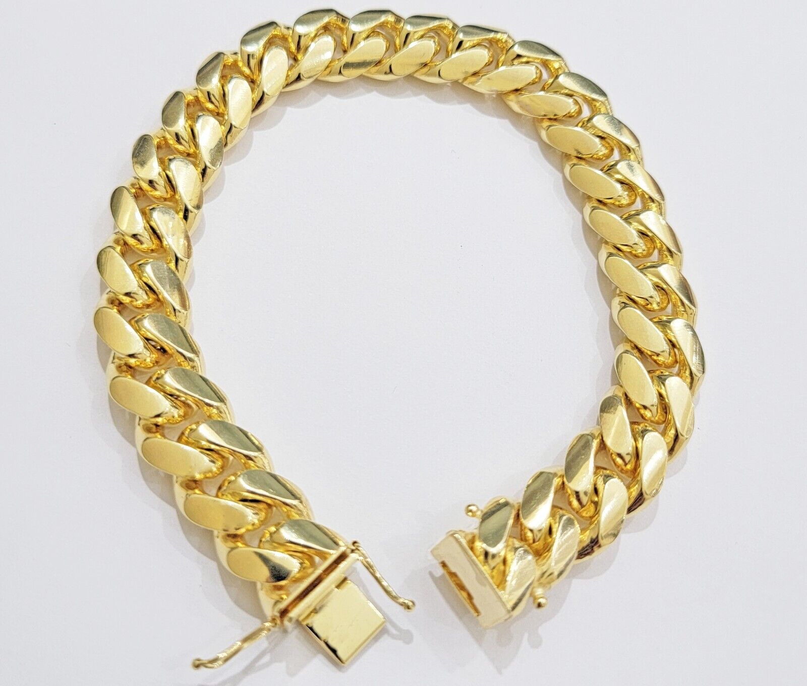 14k Yellow Gold Solid 13mm Bracelet Miami cuban Link 9.5" Men's Real 14kt Heavy - Reva Jeweler