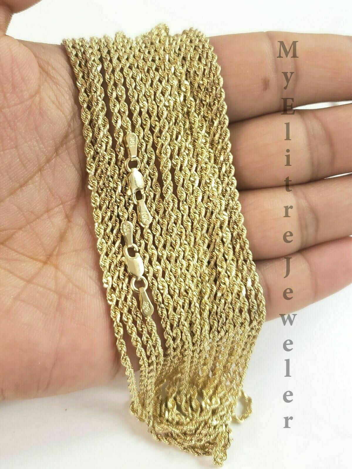 14K Yellow Gold Solid Chain Necklace 3mm 22" Inch Lobster , Real 14kt, Bracelet - Reva Jeweler