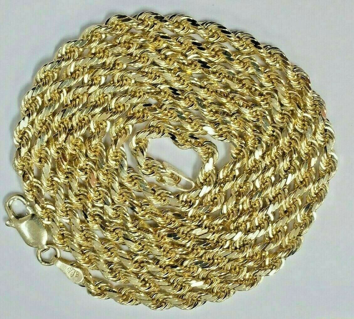 14K Yellow Gold Solid Chain Necklace 3mm 22" Inch Lobster , Real 14kt, Bracelet - Reva Jeweler