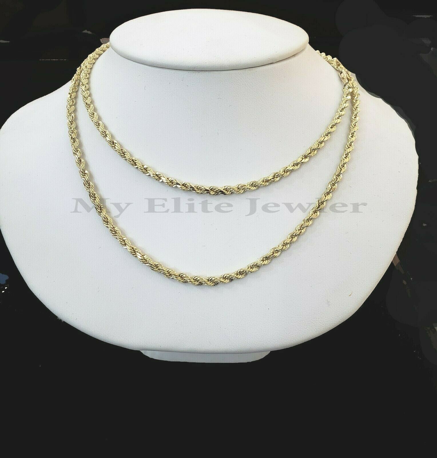 14K Yellow Gold Solid Chain Necklace 3mm 22" Inch Lobster , Real 14kt, Bracelet - Reva Jeweler