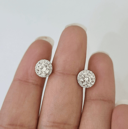 14k Yellow gold Square Earrings Diamond screw - back Lab Created Women Men Studs - Reva Jeweler