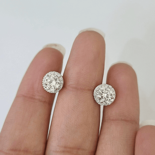 14k Yellow gold Square Earrings Diamond screw - back Lab Created Women Men Studs - Reva Jeweler