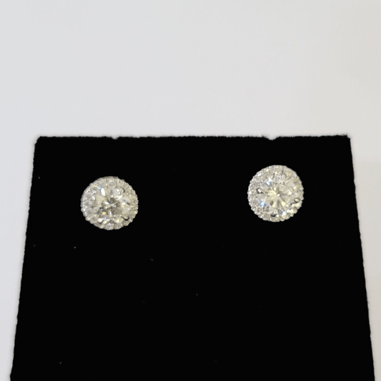 14k Yellow gold Square Earrings Diamond screw - back Lab Created Women Men Studs - Reva Jeweler