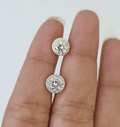 14k Yellow gold Square Earrings Diamond screw - back Lab Created Women Men Studs - Reva Jeweler