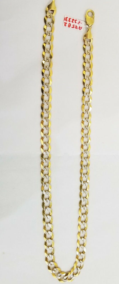 14K Yellow solid Gold 11mm Cuban Curb Link chain Necklace 24" Diamond Cut 14kt