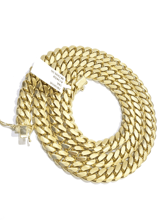 14K Yellow Solid Gold 8mm Men Box Lock Chain 26" Miami Cuban