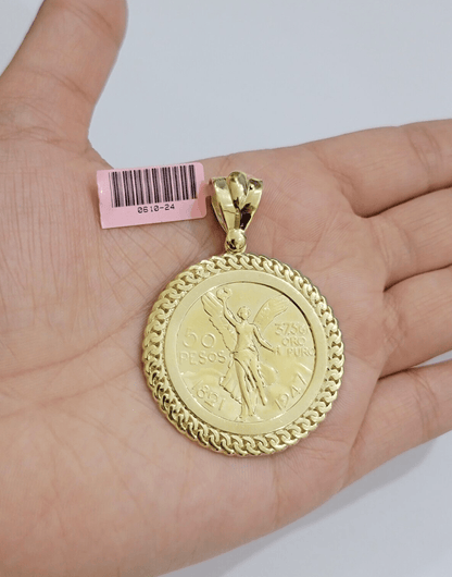 14kt Yellow Gold 1947 Mexican Centenario 50 Gold Pesos Copy Coin With Bezel SALE - Reva Jeweler